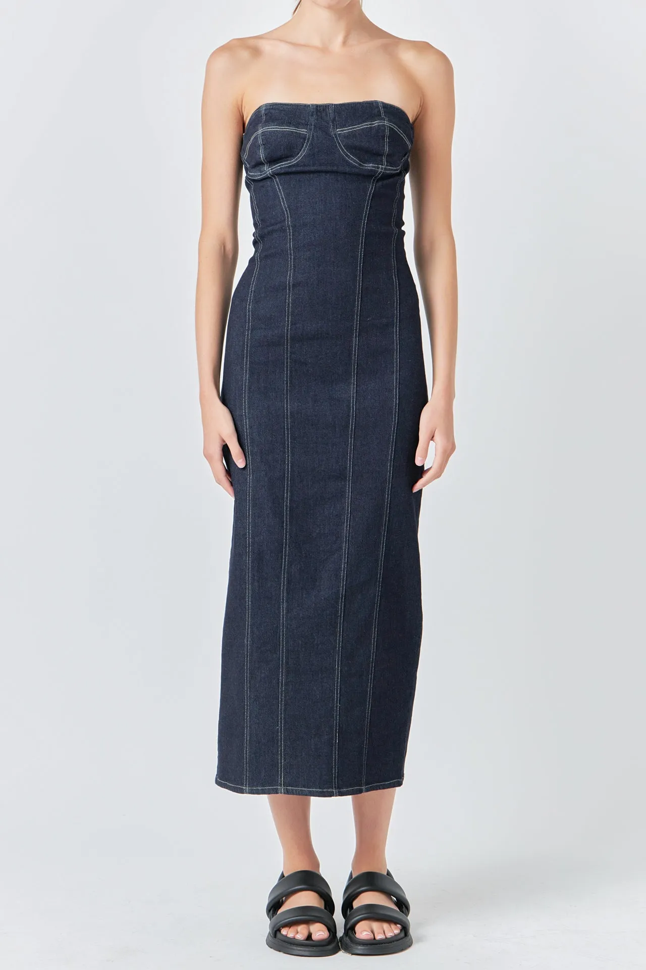 Strapless Denim Midi Dress sold by Endless Rose product image thumbnail 3
