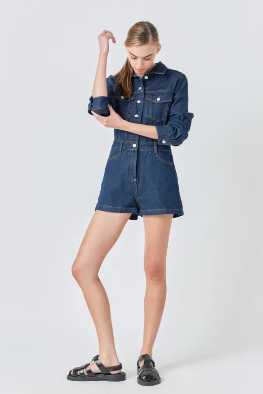 Denim Mini Jumpsuit sold by Endless Rose