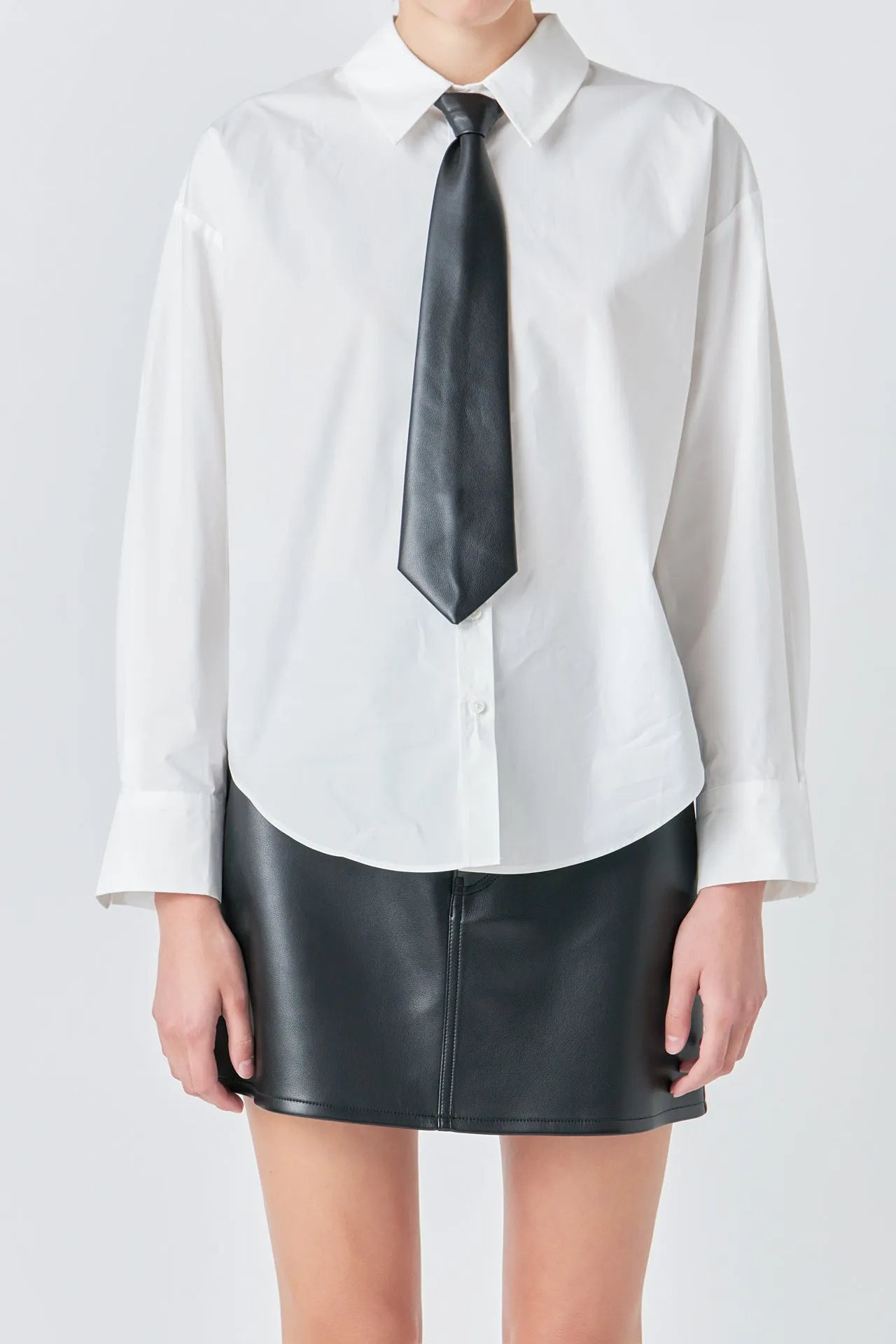Shirt with Faux Leather Necktie sold by Endless Rose product image thumbnail 4
