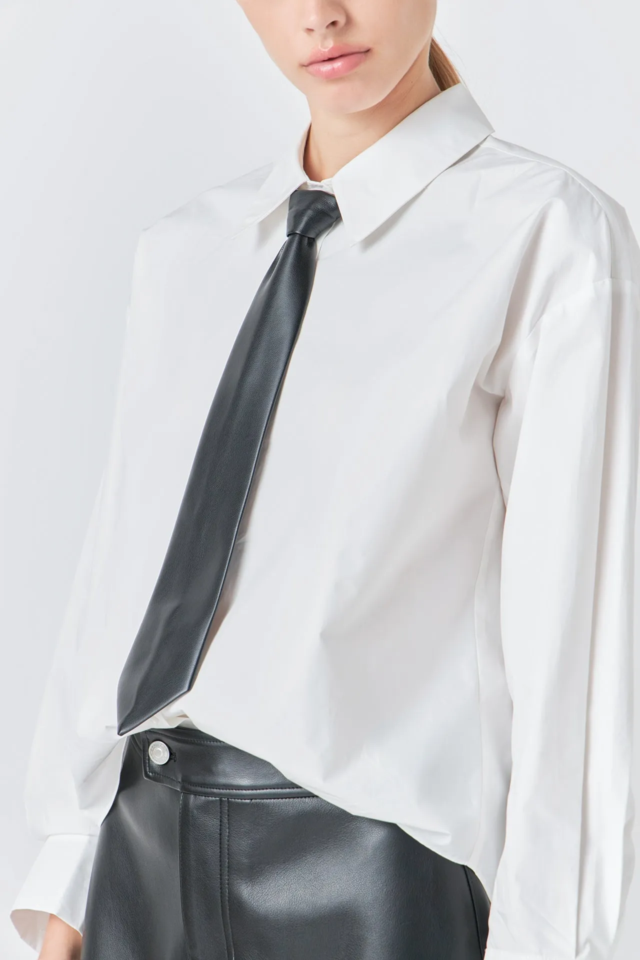 Shirt with Faux Leather Necktie sold by Endless Rose product image thumbnail 3