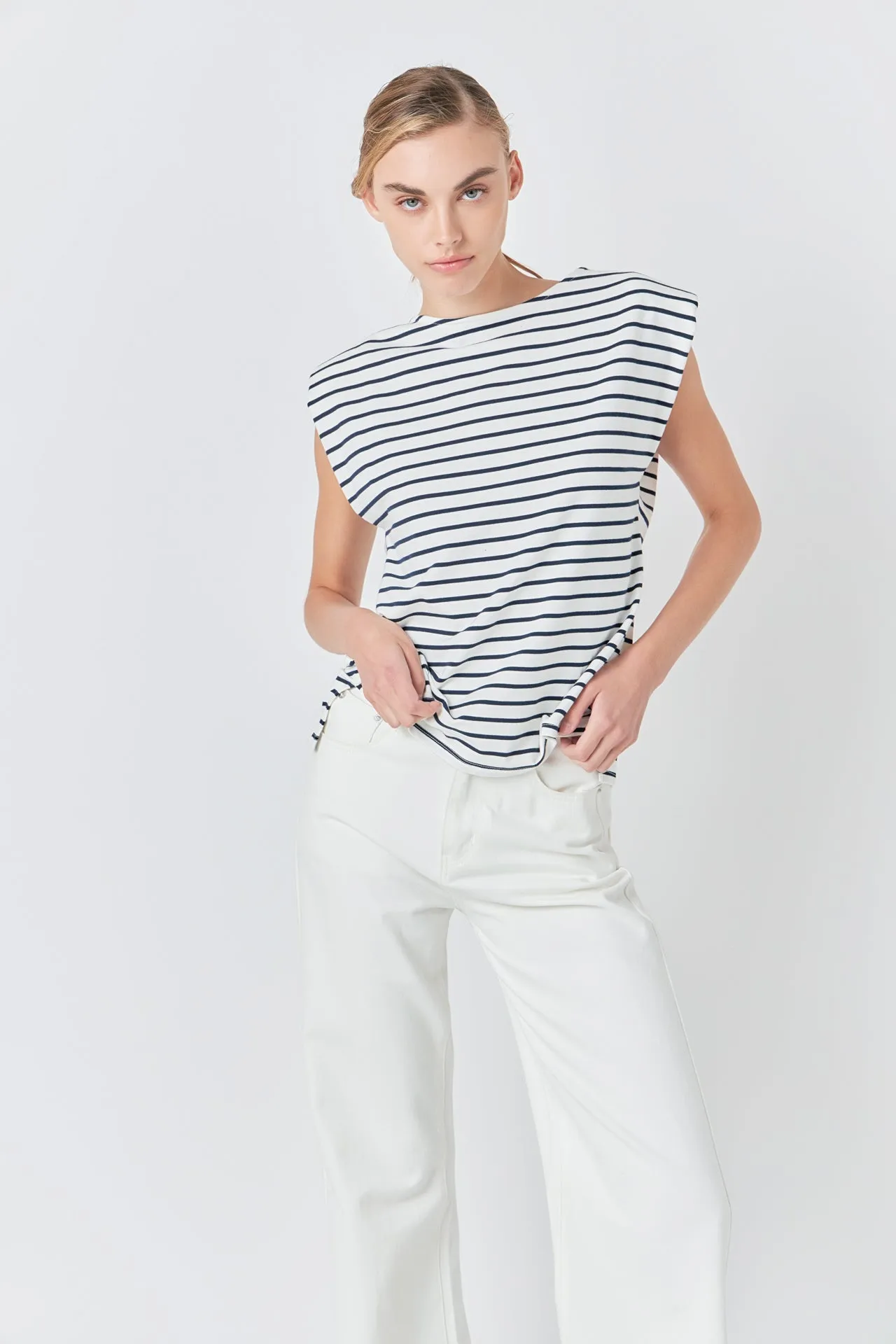 Striped Padded Sleeveless Top sold by Endless Rose