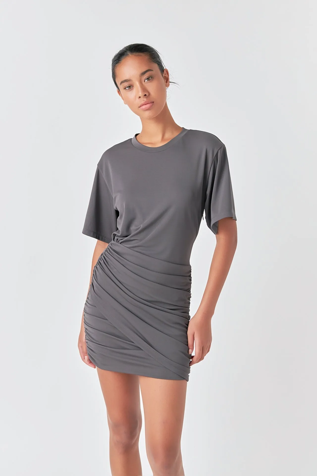 Asymmetric Ruched Mini Dress sold by Endless Rose product image thumbnail 3