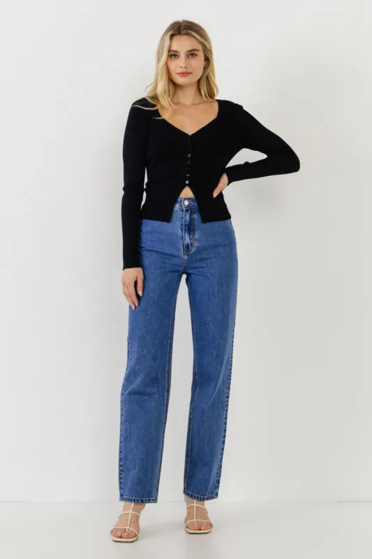 Button Down Corset Detail Knit Top sold by Endless Rose