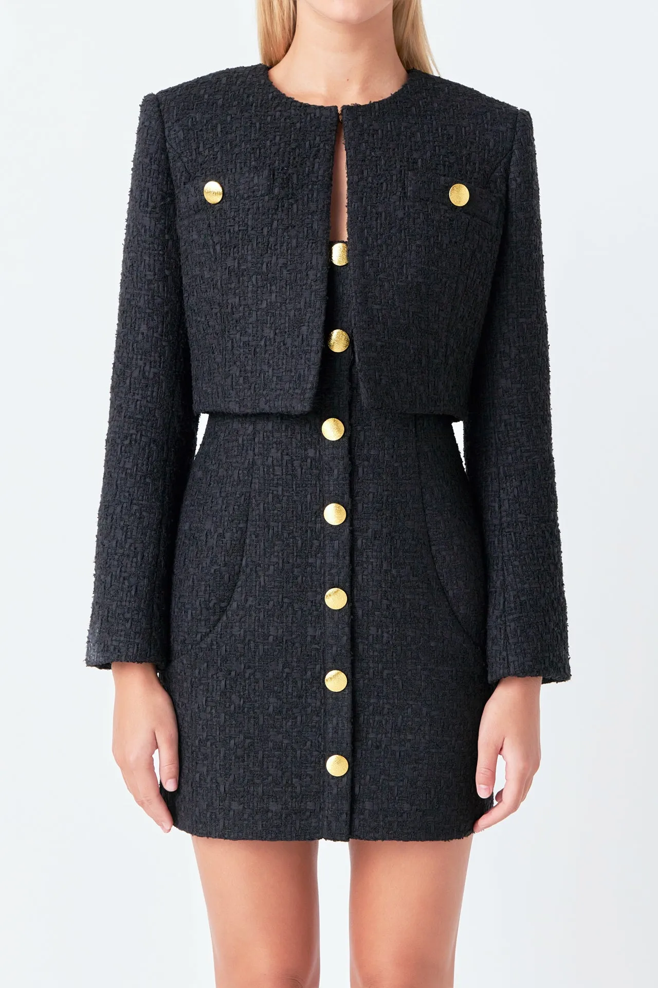 Cropped Buttoned Tweed Jacket sold by Endless Rose product image thumbnail 2