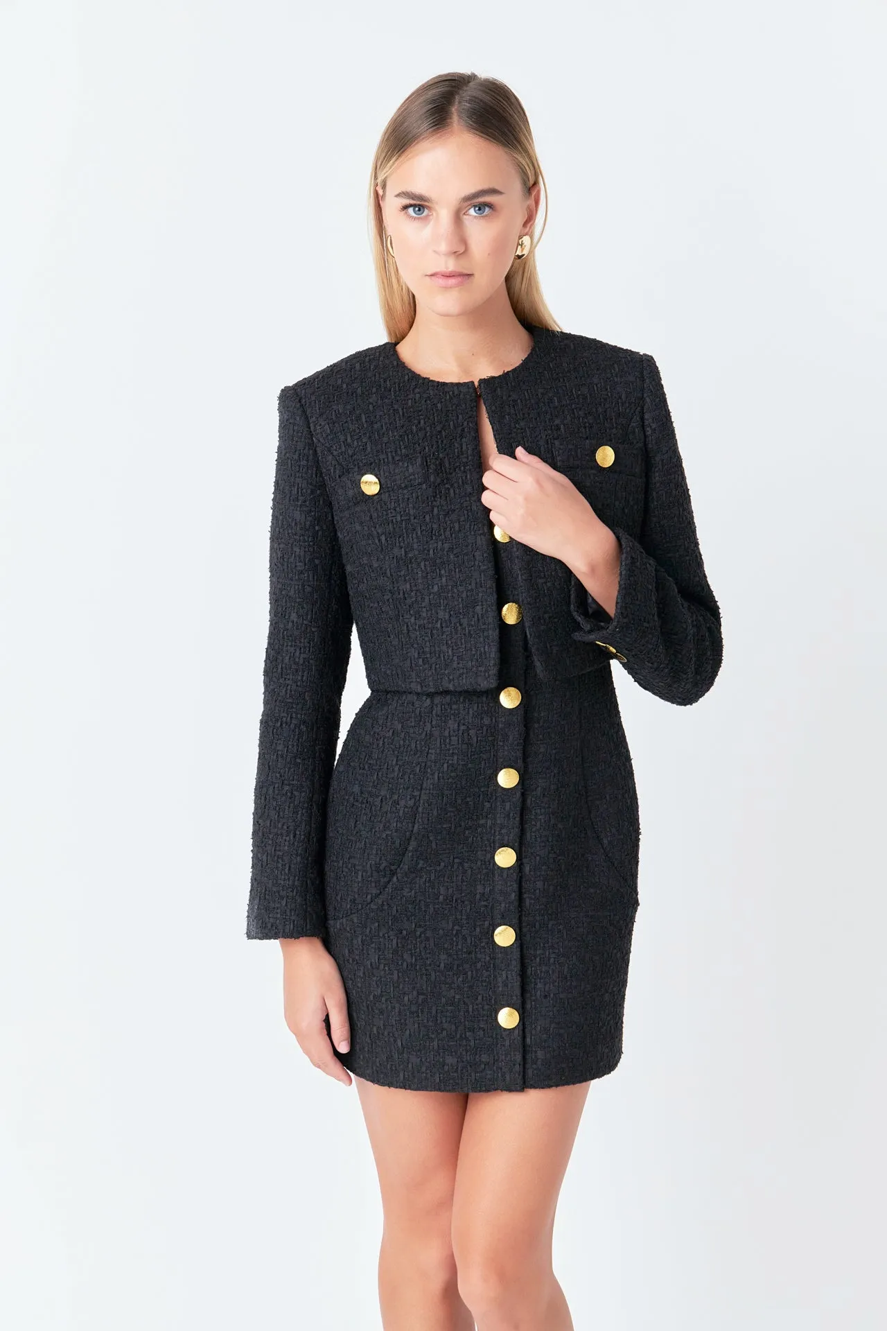 Cropped Buttoned Tweed Jacket sold by Endless Rose product image thumbnail 5