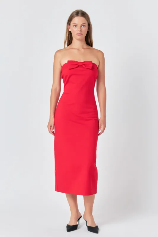 Strapless Bow Midi Dress sold by Endless Rose