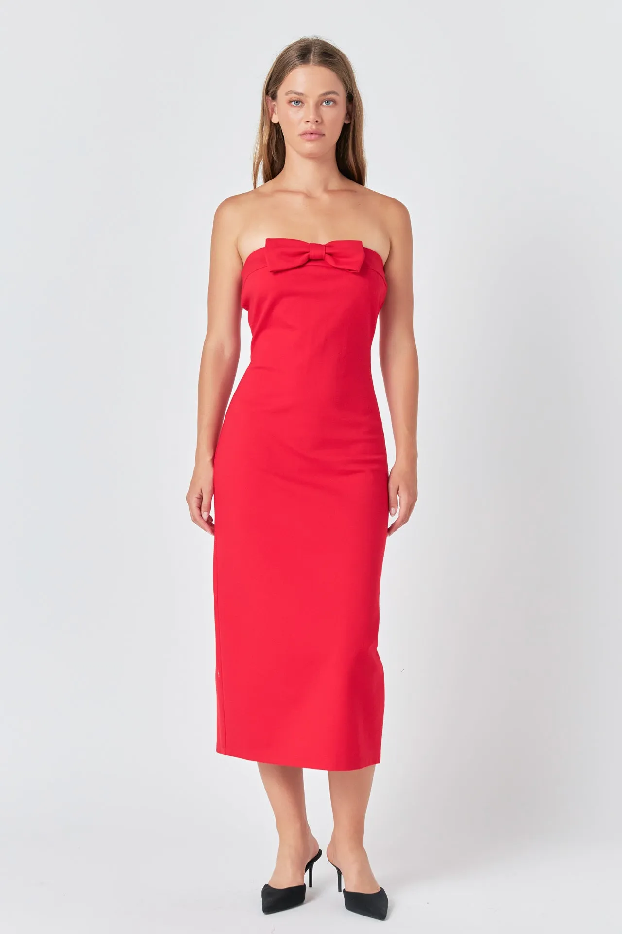 Strapless Bow Midi Dress sold by Endless Rose