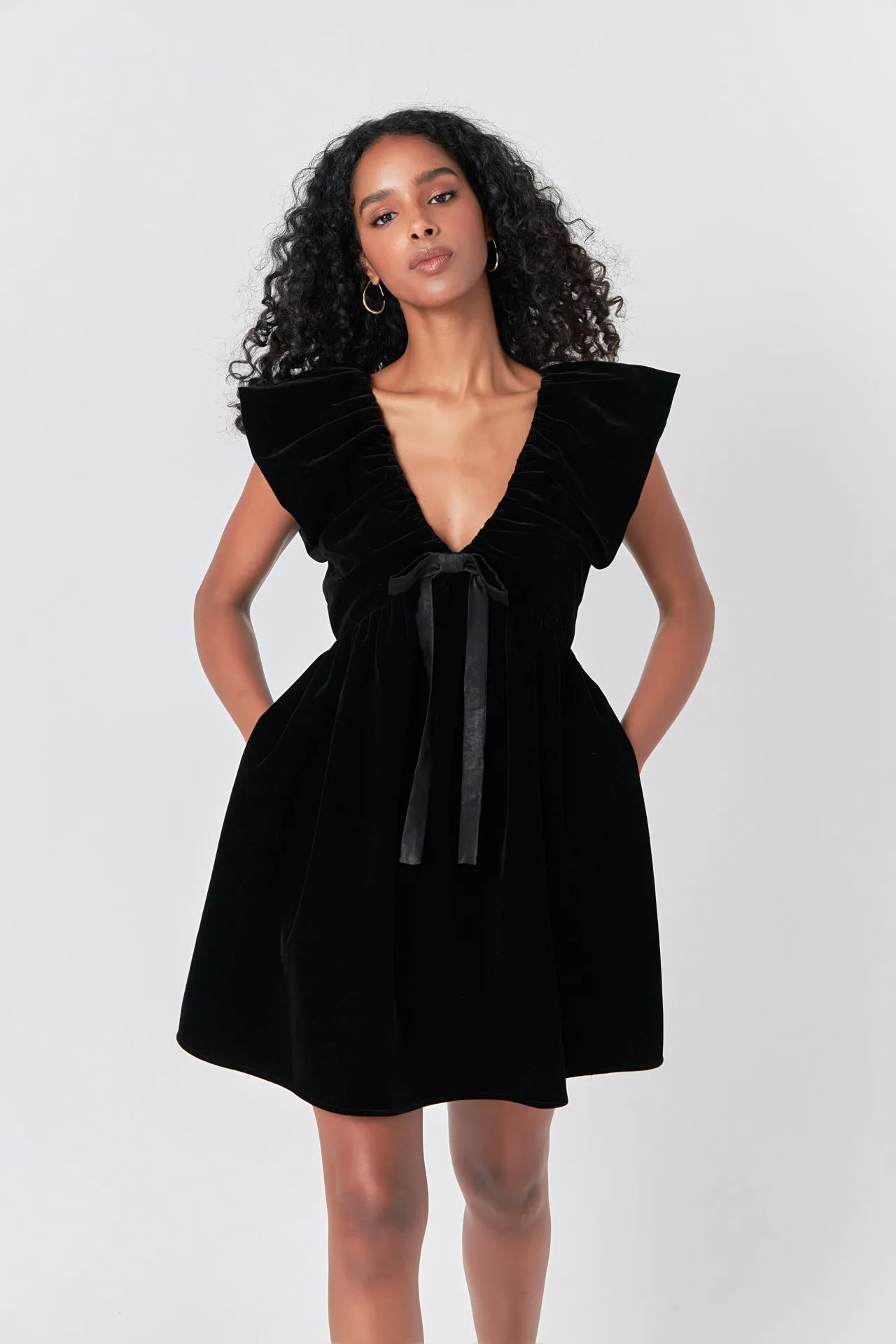 Velvet Satin Bow Mini Dress sold by Endless Rose product image thumbnail 5