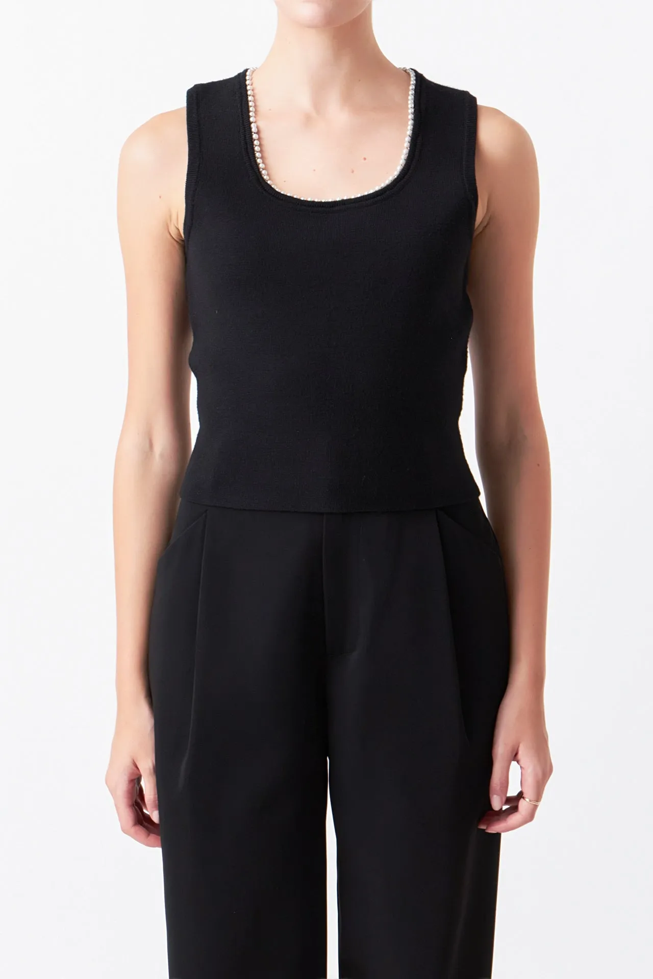 Pearl Trim Knit Tank Top sold by Endless Rose product image thumbnail 2