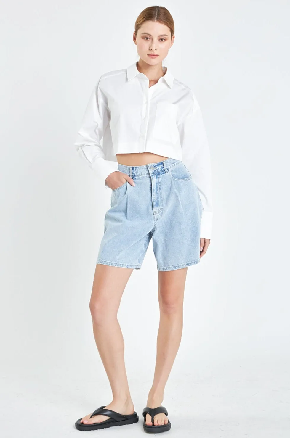 Oversized Cropped Shirts with Pocket sold by Endless Rose product image thumbnail 2