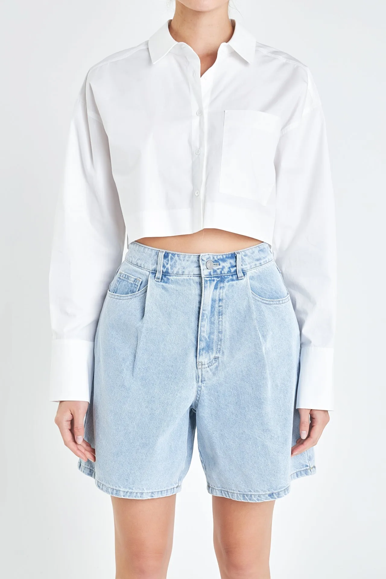 Oversized Cropped Shirts with Pocket sold by Endless Rose product image thumbnail 3