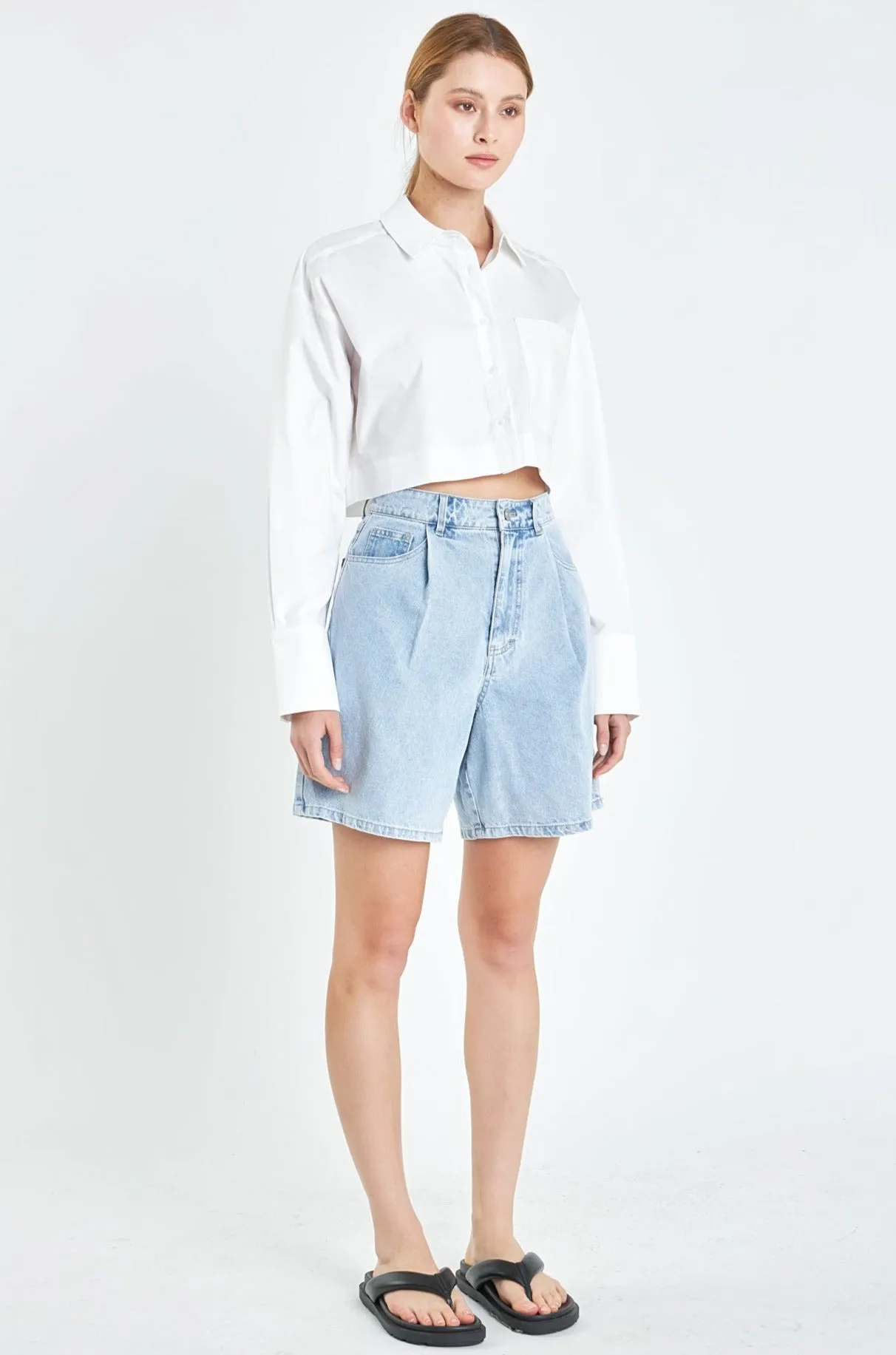 Oversized Cropped Shirts with Pocket sold by Endless Rose product image thumbnail 4