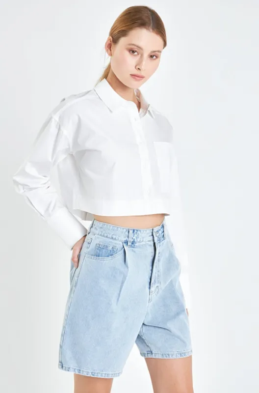 Oversized Cropped Shirts with Pocket sold by Endless Rose