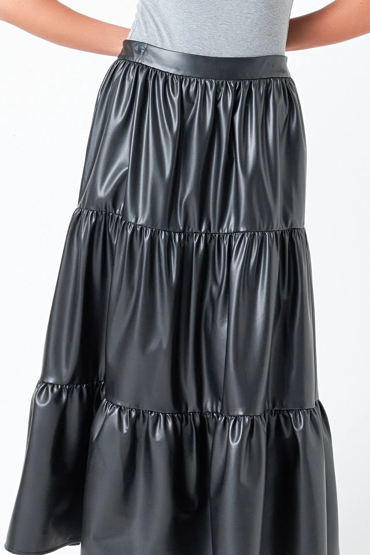 Pu Tiered Long Skirt sold by Endless Rose product image thumbnail 4