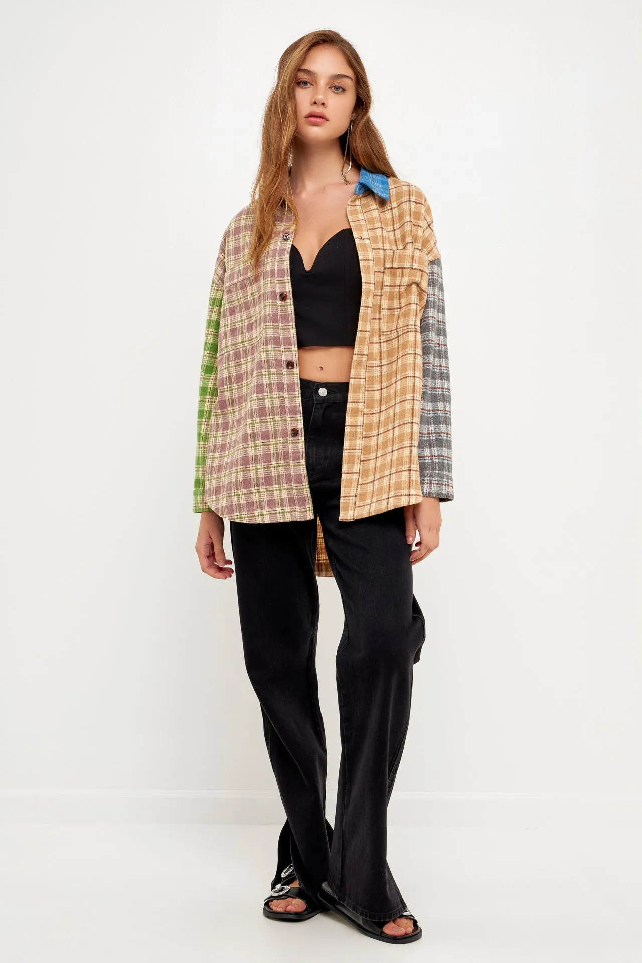 Oversize Plaid Colorblock Shirt sold by Endless Rose product image thumbnail 2