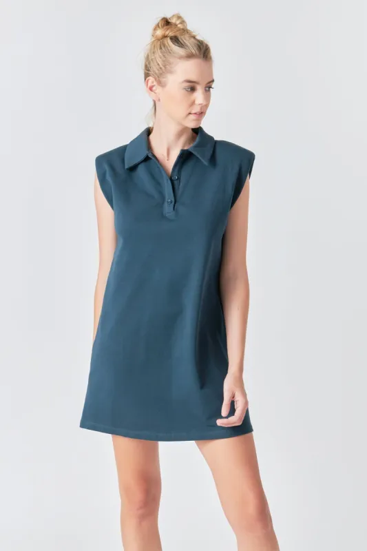 Power Shoulder Polo Mini Dress made by Endless Rose
