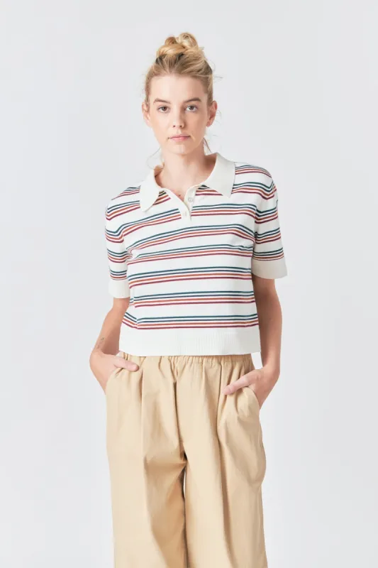 Striped Polo Knit Shirt sold by Endless Rose