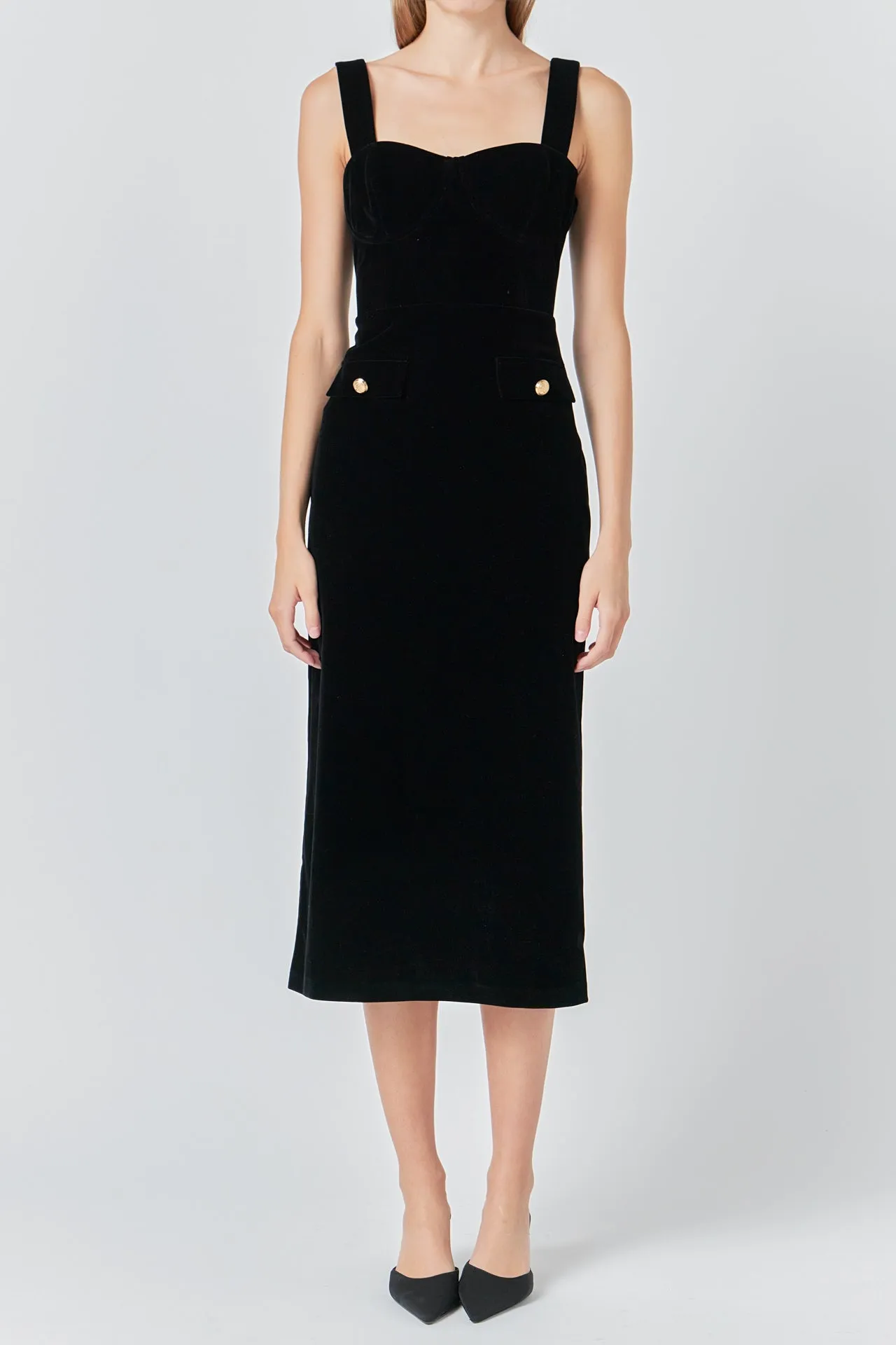 Buttoned Velvet Midi Dress sold by Endless Rose product image thumbnail 2