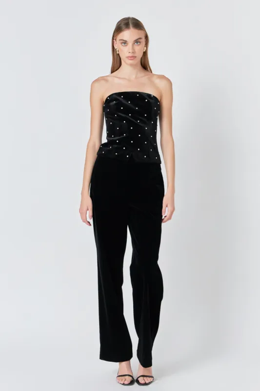 Velvet Rhinestone Bustier sold by Endless Rose