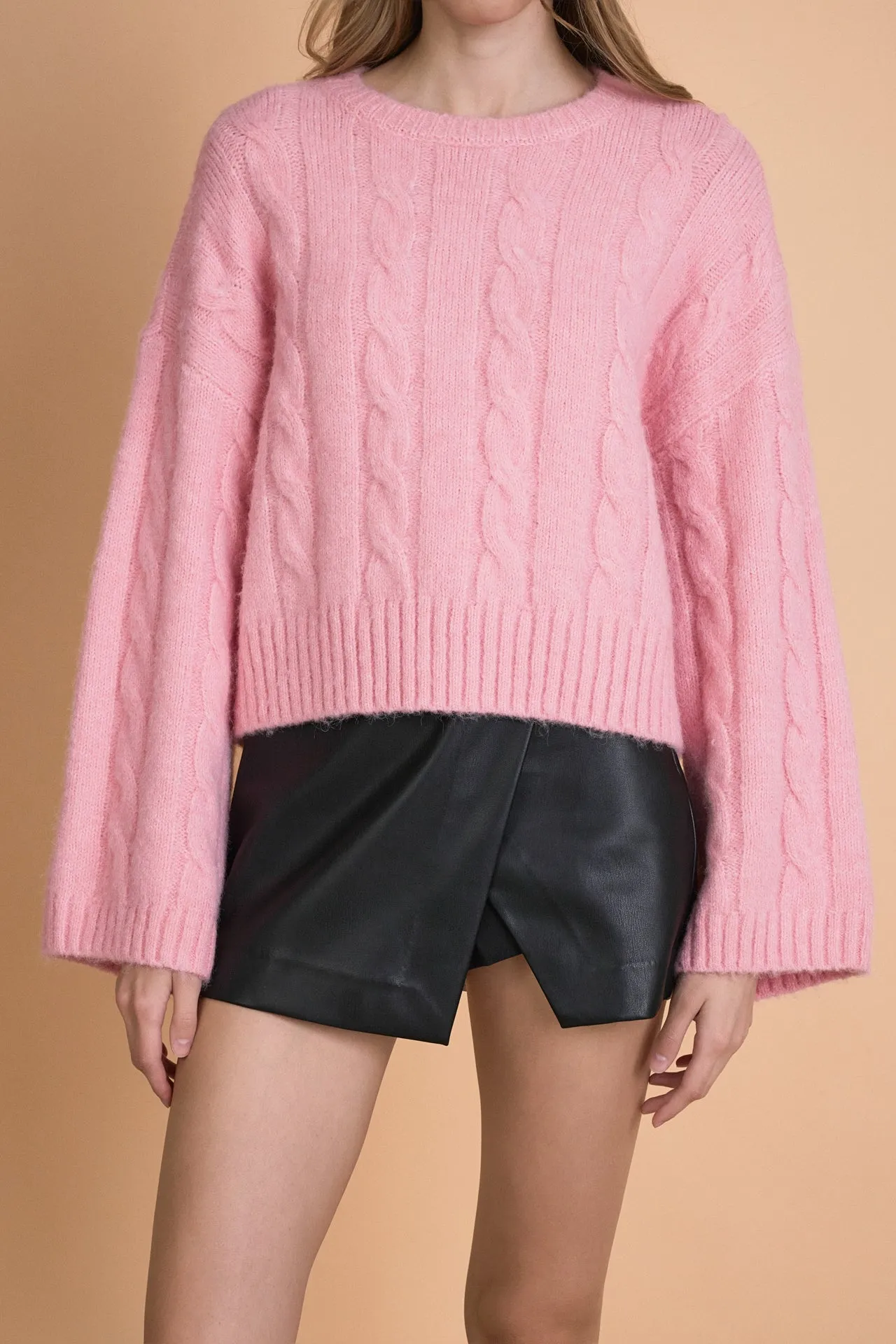Cable Knit Cropped Sweater sold by Endless Rose product image thumbnail 2