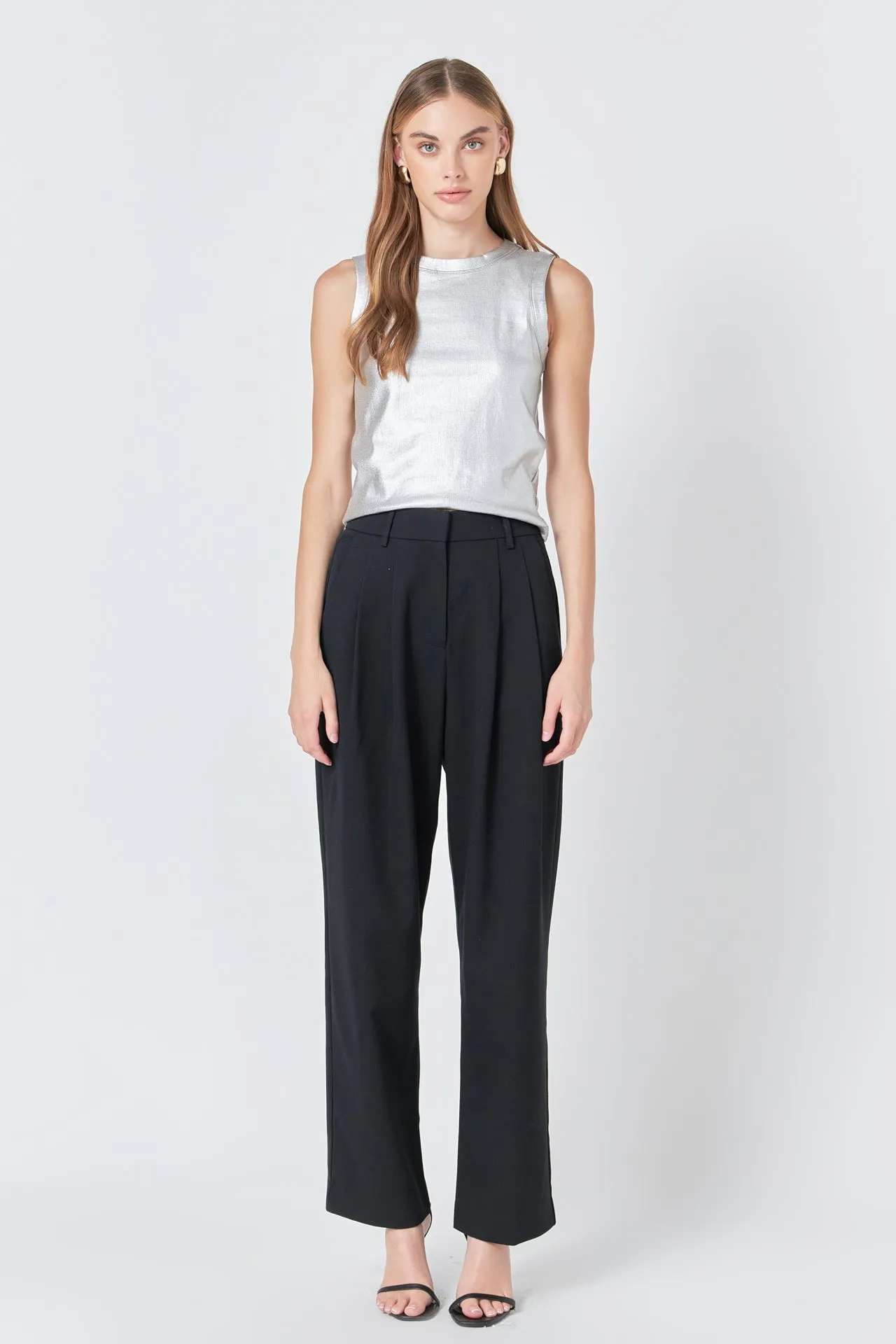 Metallic Ribbed Sleeveless Top sold by Endless Rose