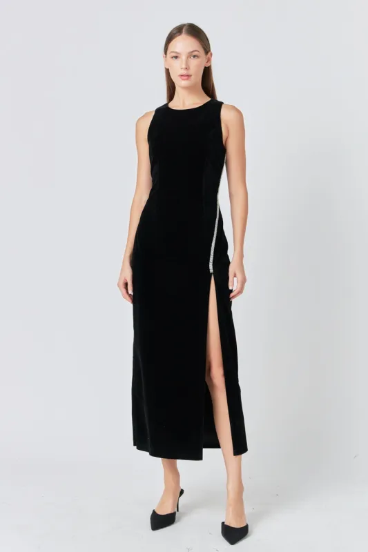 Jewel Trim Velvet Maxi Dress sold by Endless Rose
