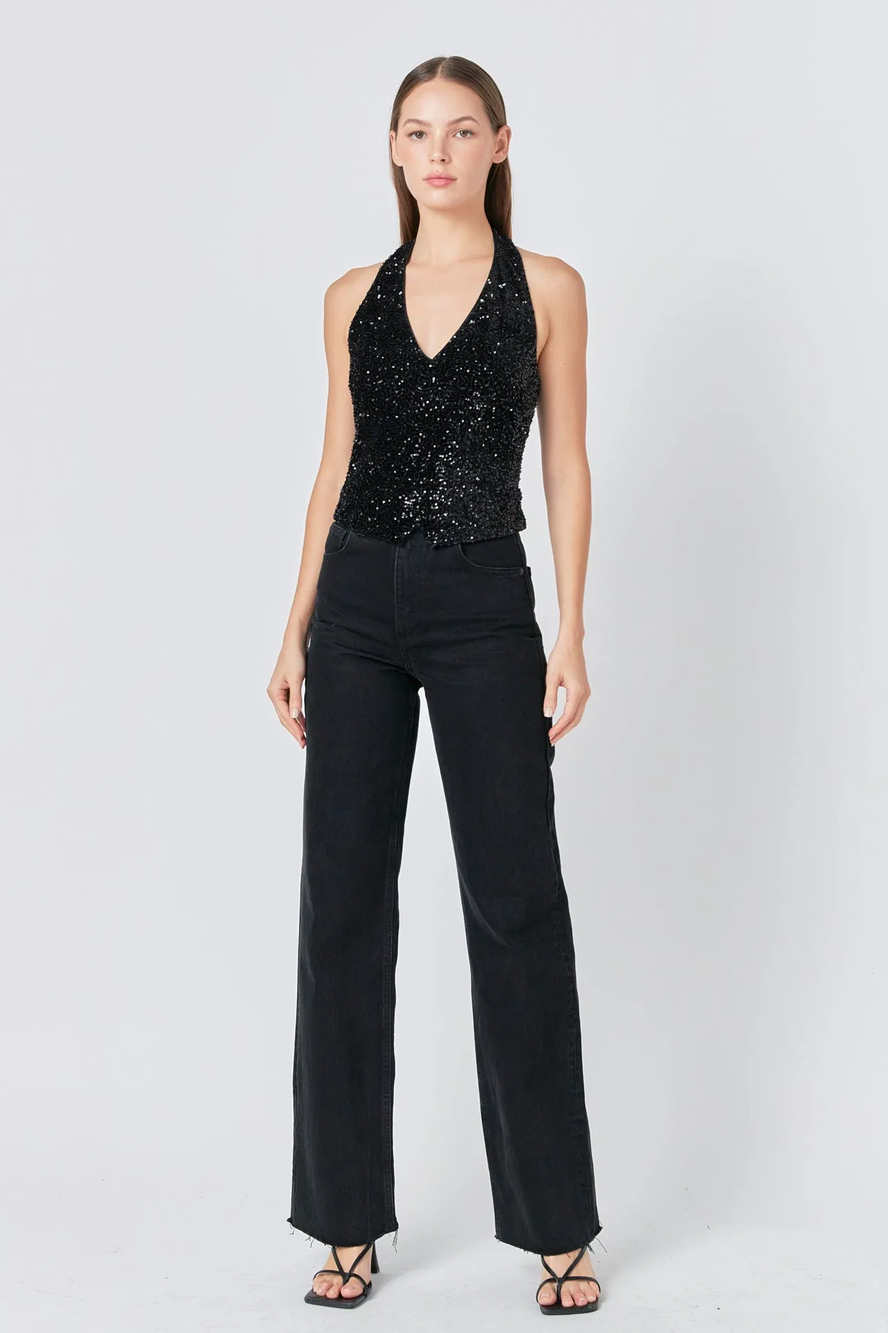 Sequins Velvet Halter Top sold by Endless Rose