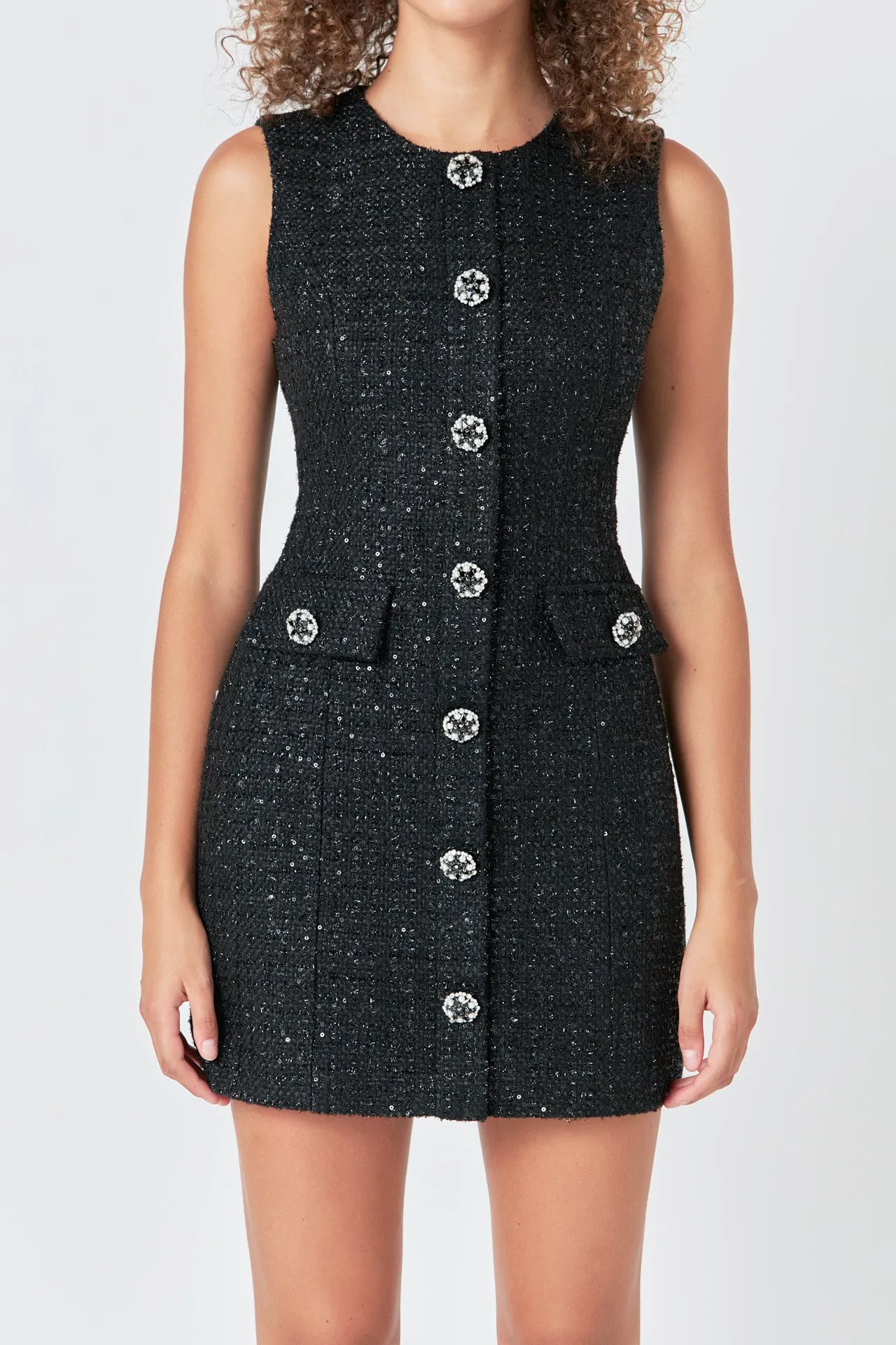 Tweed Jewel Buttoned Mini Dress sold by Endless Rose product image thumbnail 2