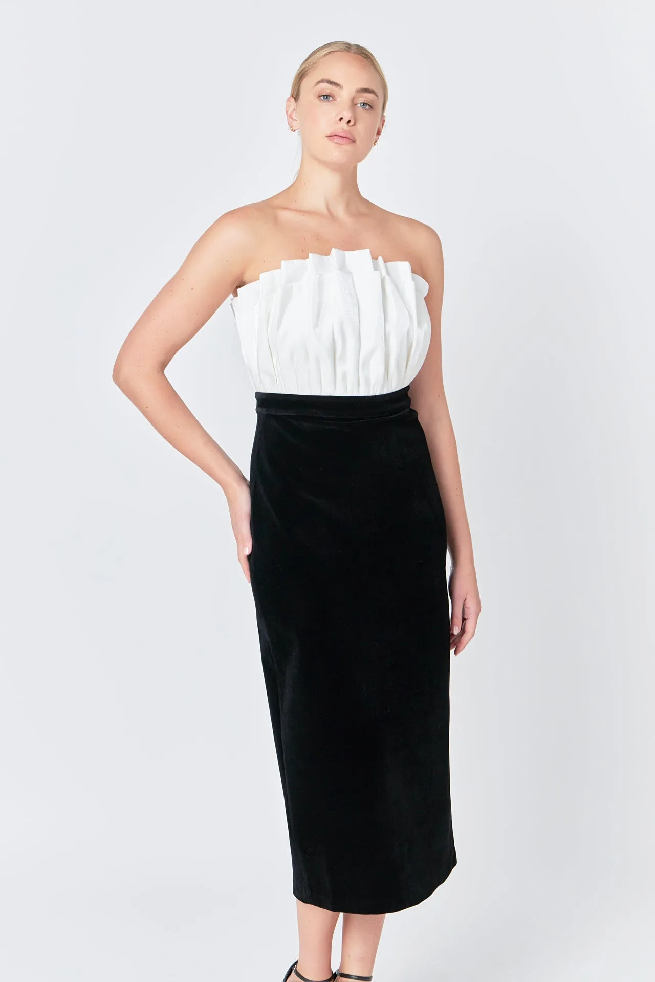 Mix Media Velvet Strapless Midi Dress sold by Endless Rose product image thumbnail 5