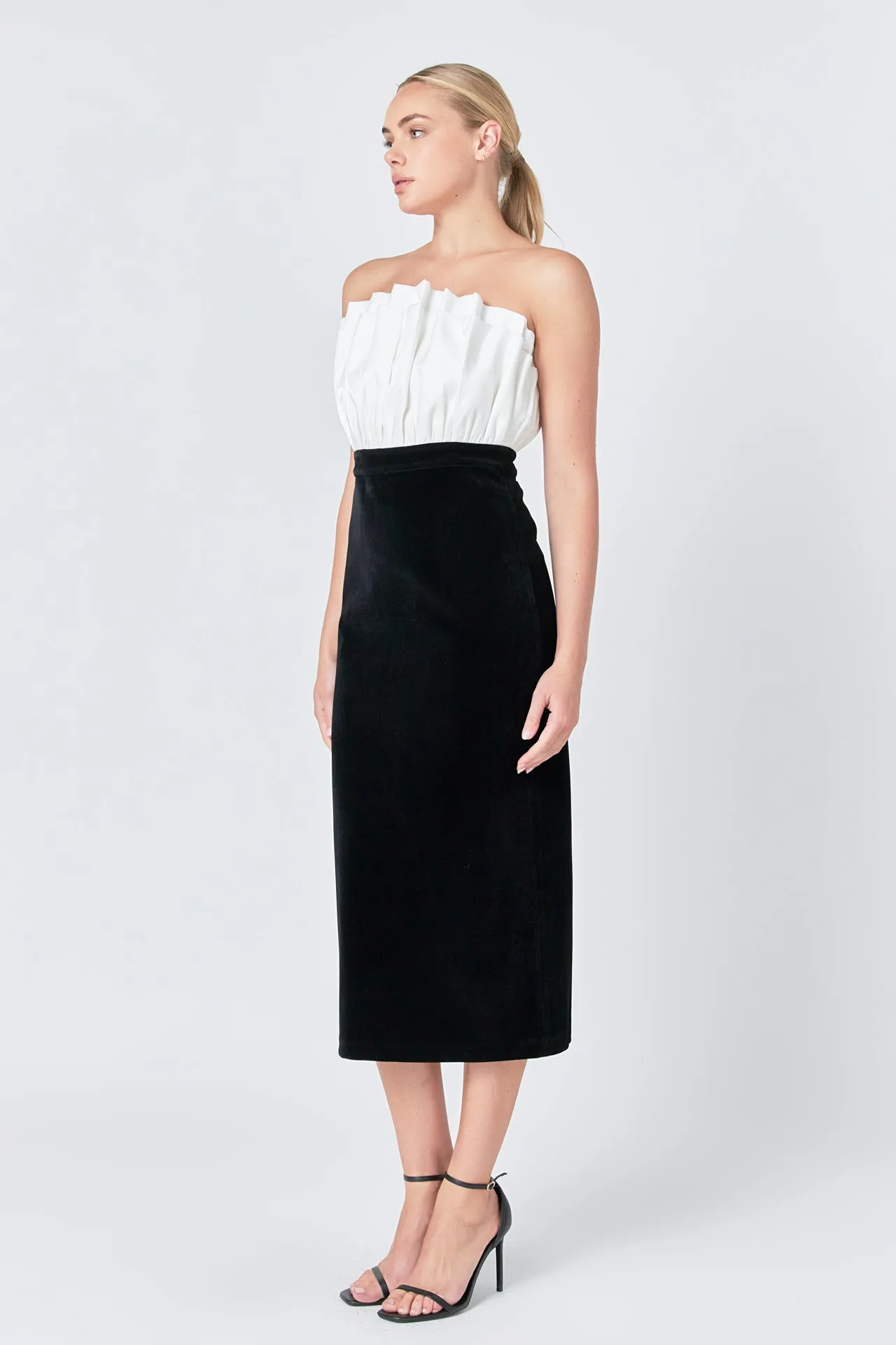 Mix Media Velvet Strapless Midi Dress sold by Endless Rose product image thumbnail 3