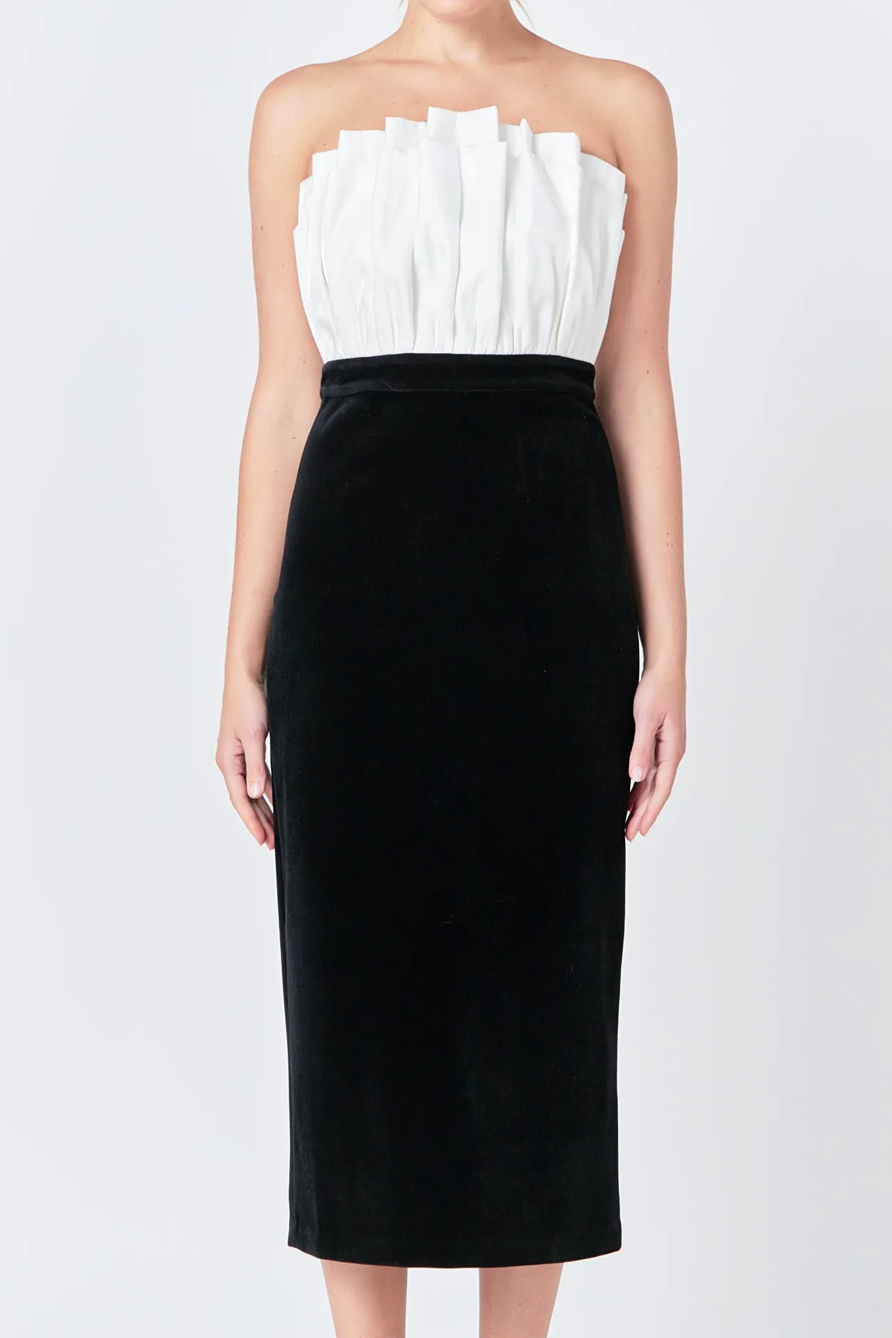 Mix Media Velvet Strapless Midi Dress sold by Endless Rose product image thumbnail 2