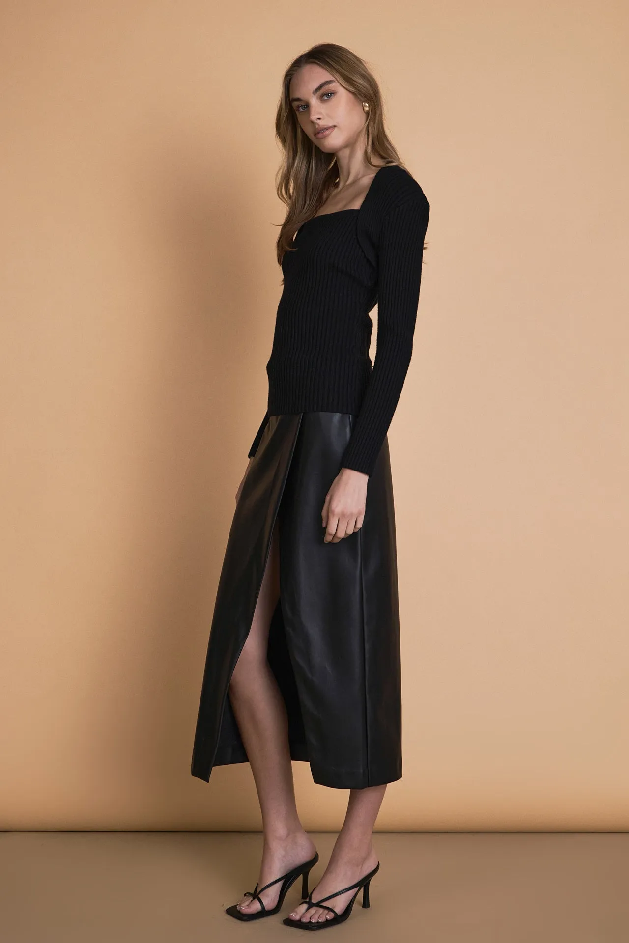 Faux Leather Midi Skirt sold by Endless Rose product image thumbnail 3