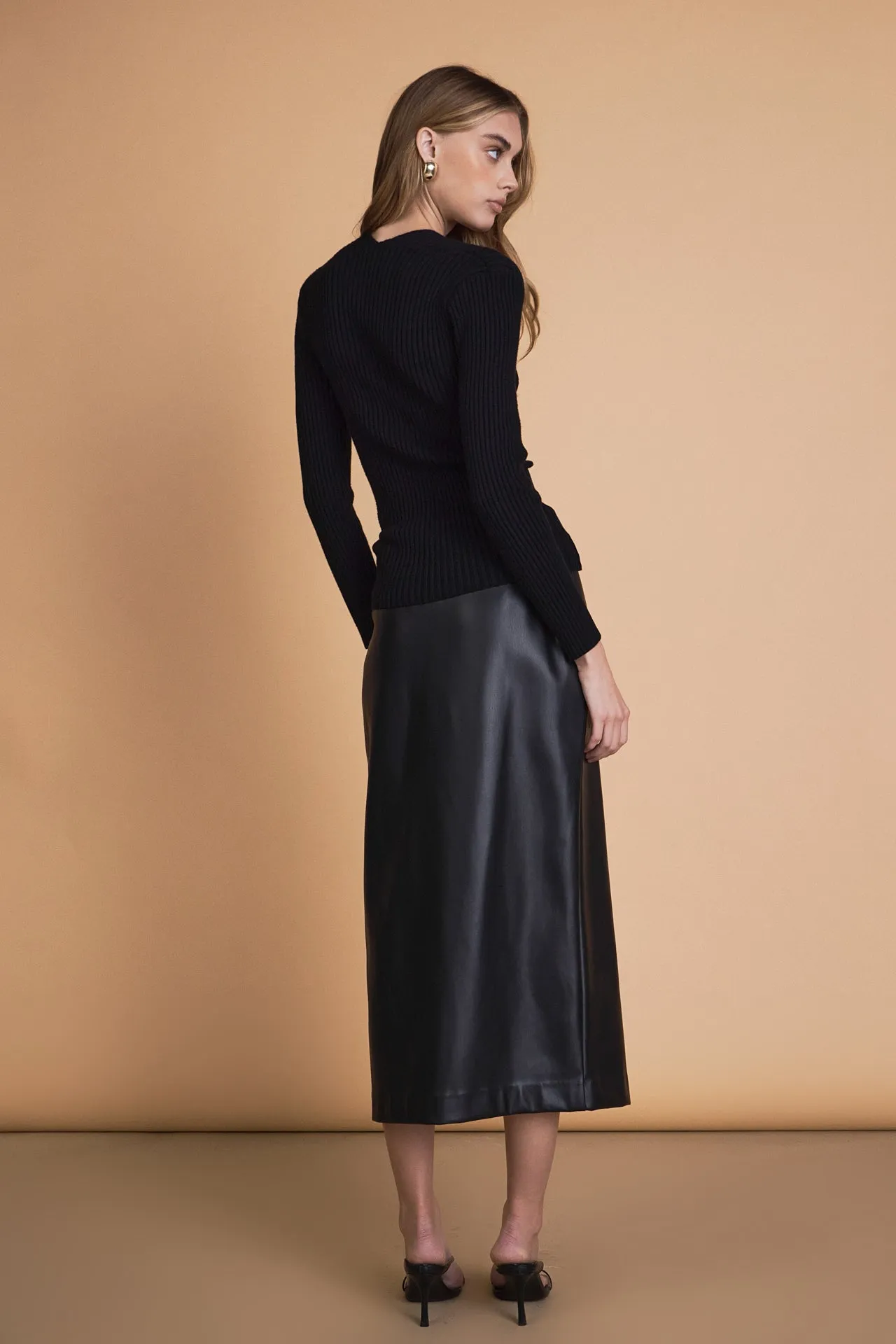 Faux Leather Midi Skirt sold by Endless Rose product image thumbnail 4