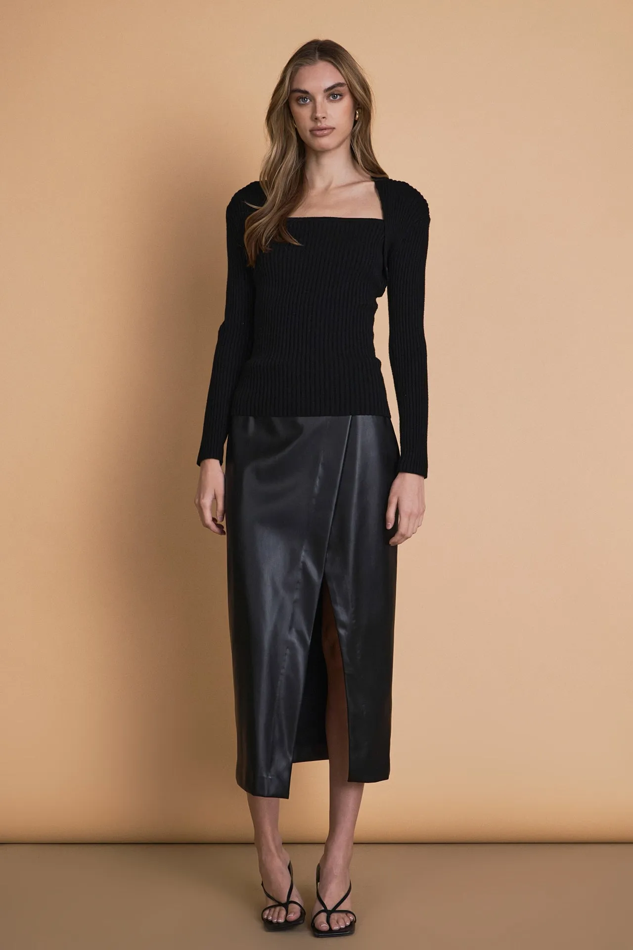 Faux Leather Midi Skirt sold by Endless Rose