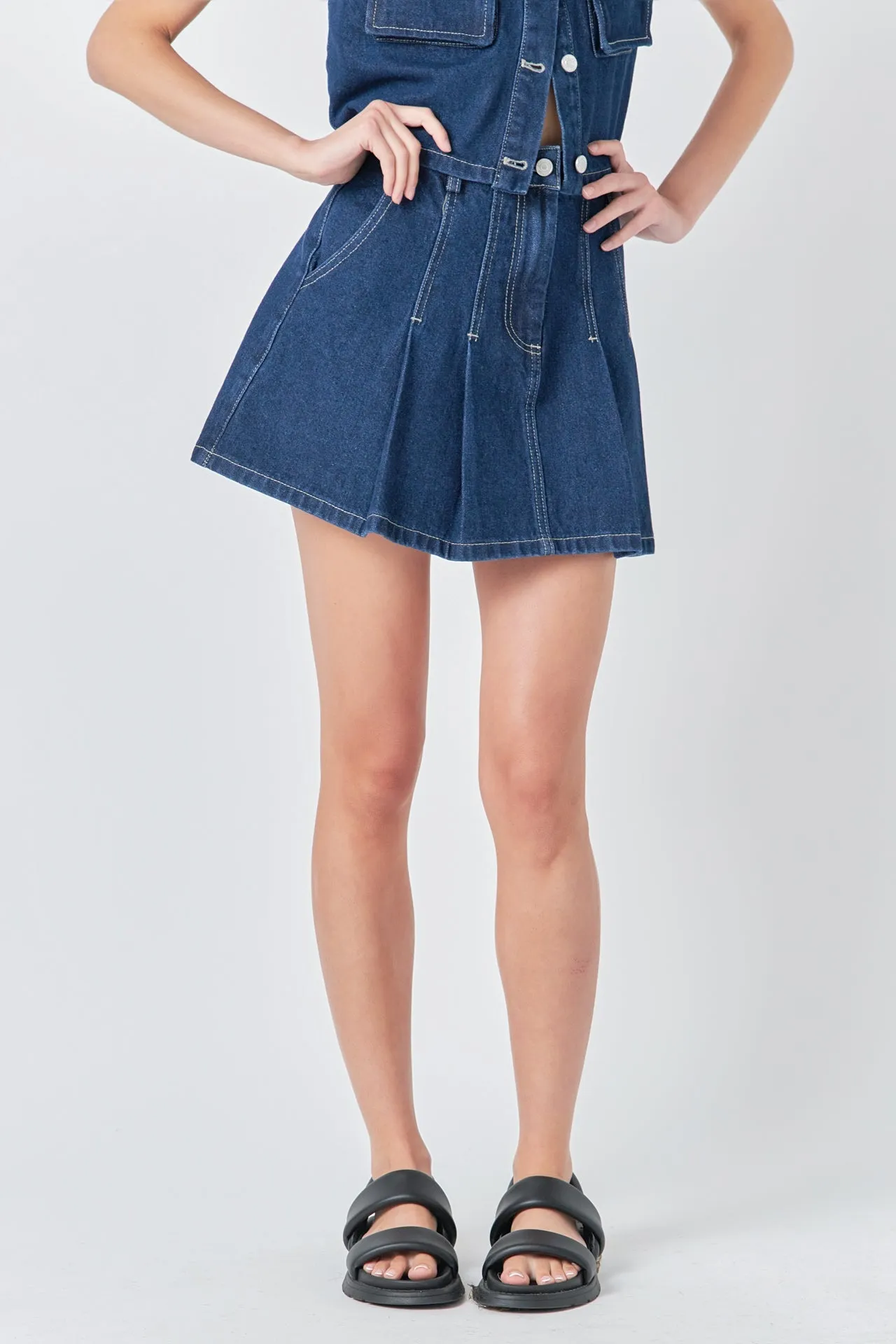 Pleated Denim Mini Skirt sold by Endless Rose product image thumbnail 5