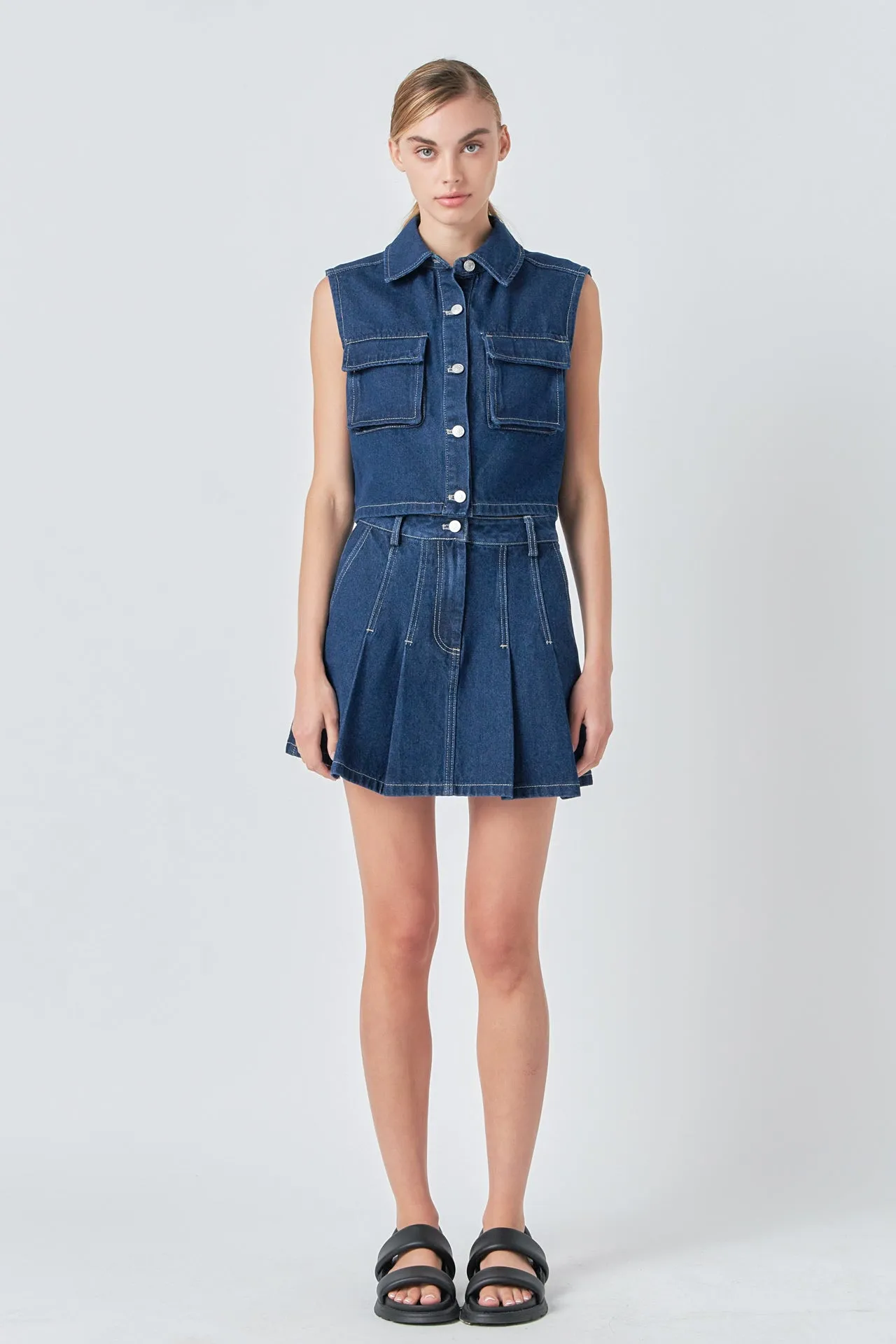 Pleated Denim Mini Skirt sold by Endless Rose product image thumbnail 2