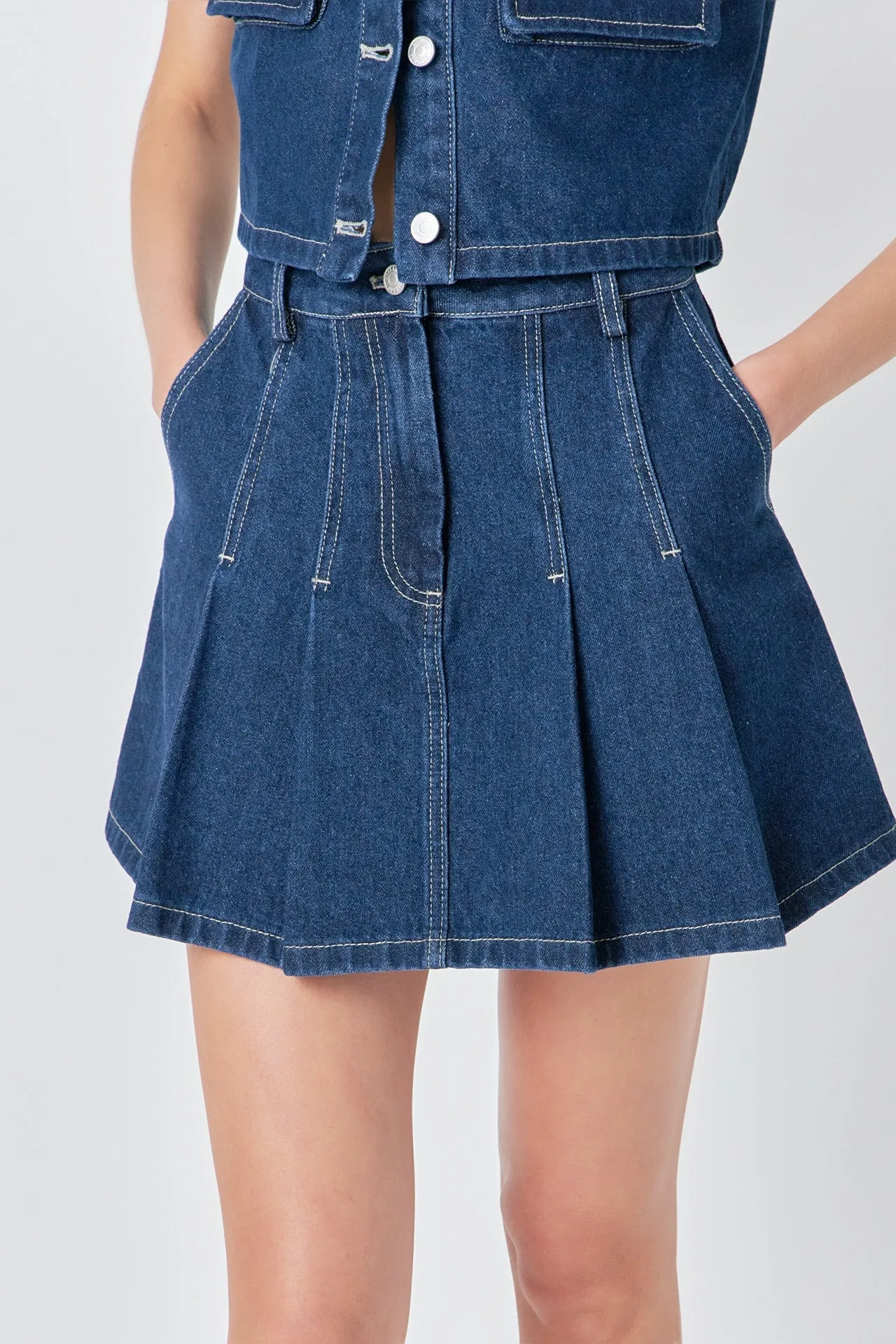 Pleated Denim Mini Skirt sold by Endless Rose product image thumbnail 3