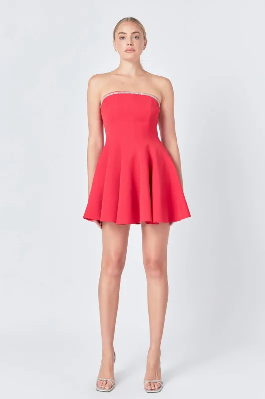 Jewel Trim Flounced Mini Dress sold by Endless Rose