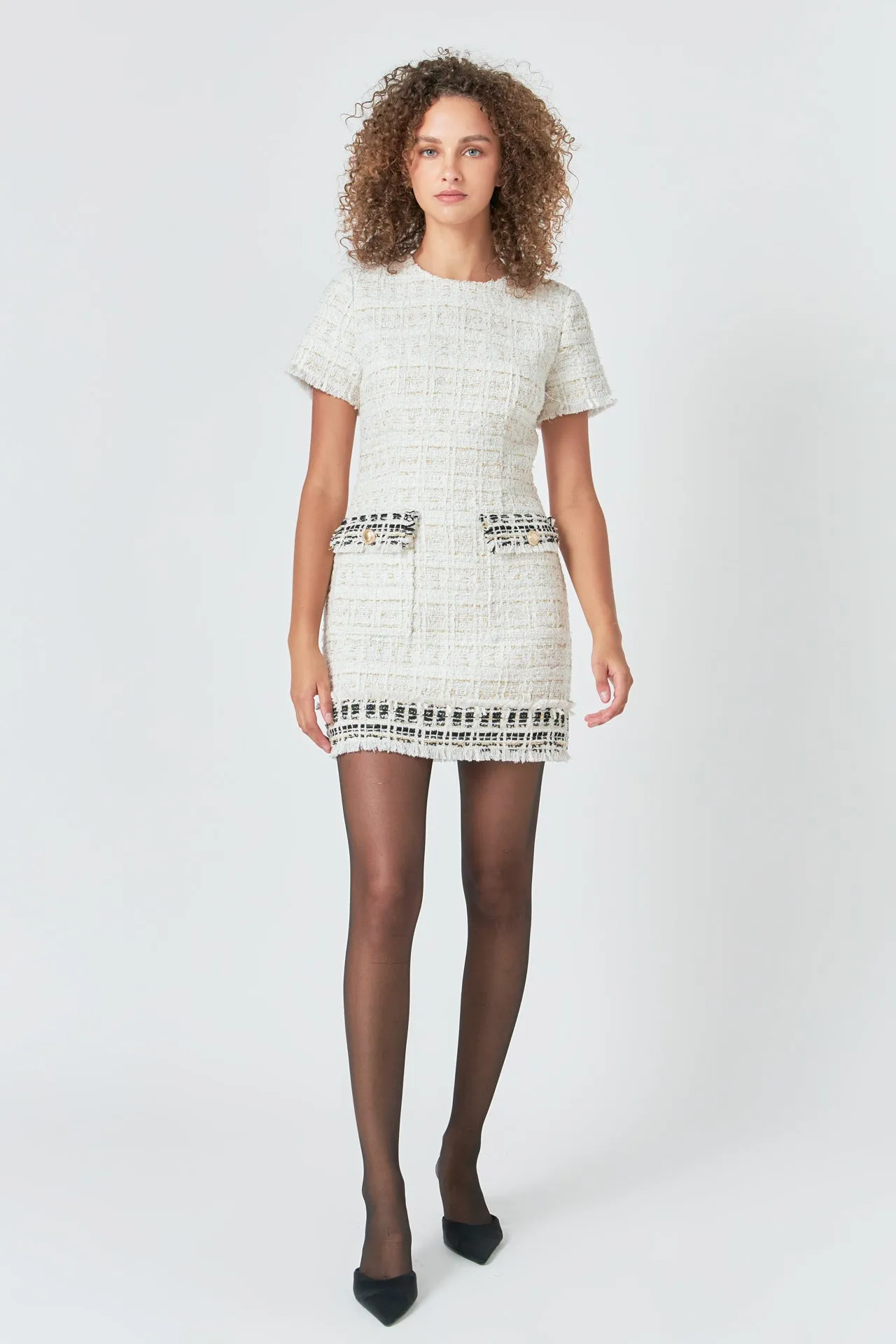 Tweed Fringed Mini Dress sold by Endless Rose