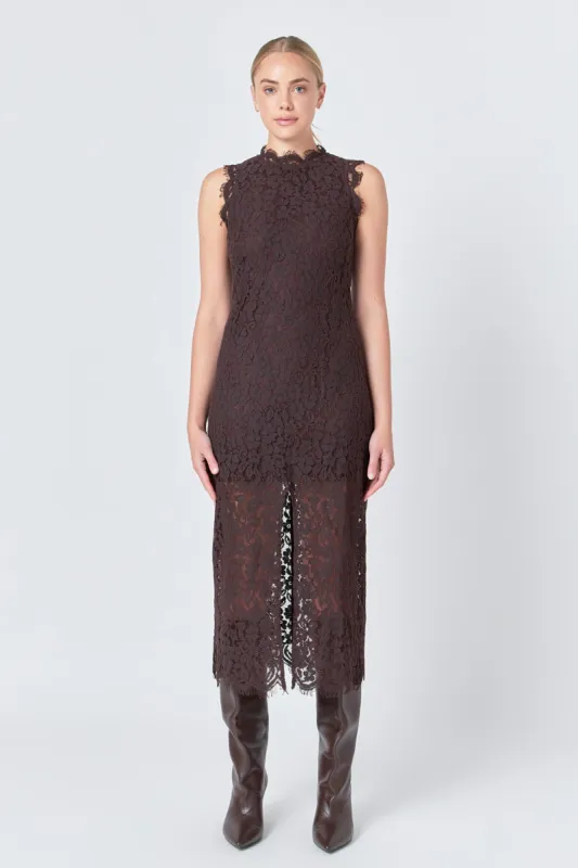 Front Slit Sleeveless Lace Maxi Dress sold by Endless Rose