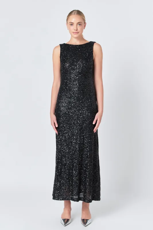 Open Back Sleeveless Sequins Maxi Dress sold by Endless Rose
