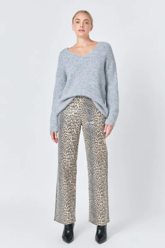 Leopard Wide Leg Denim sold by Endless Rose