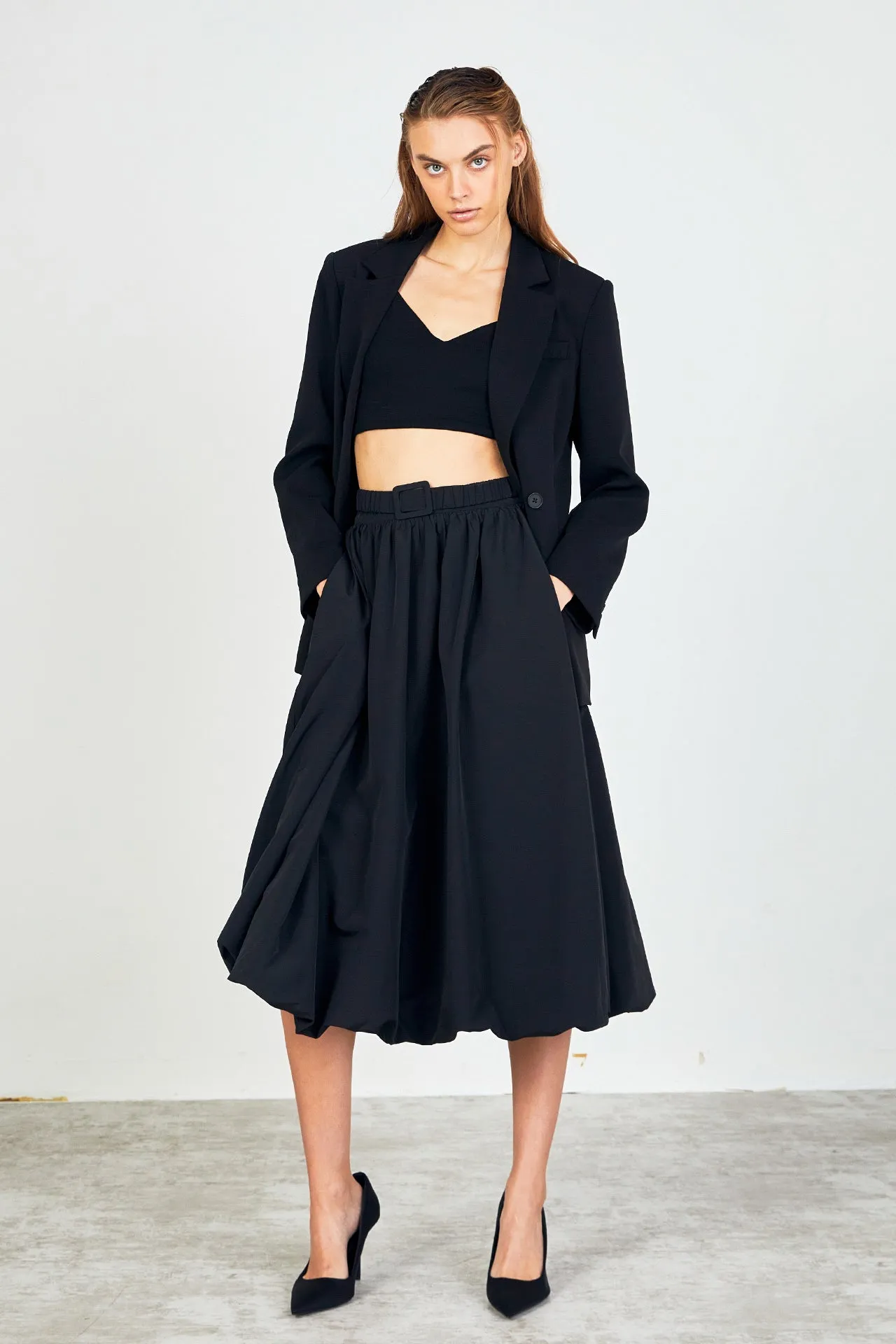 Belted Blouson Midi Skirt sold by Endless Rose