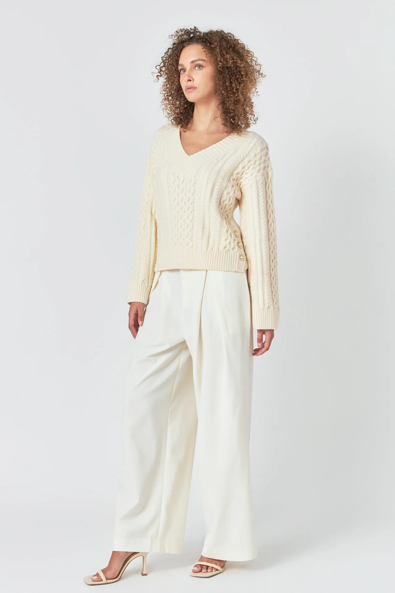 Cable Knit V-Neck Long Sleeve Sweater sold by Endless Rose product image thumbnail 3