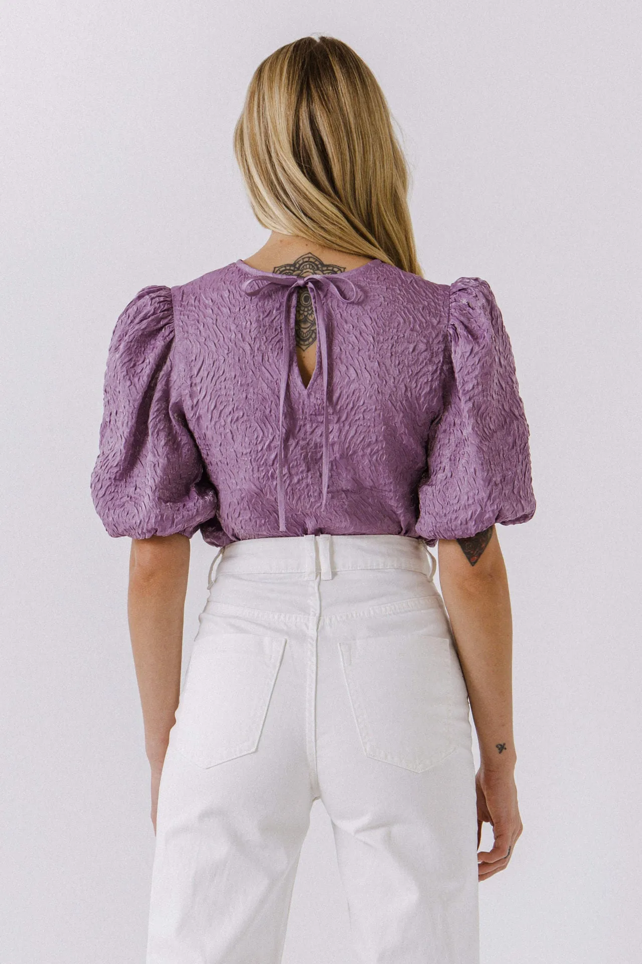 Texture Fabric Puff Sleeve Top sold by Endless Rose product image thumbnail 4