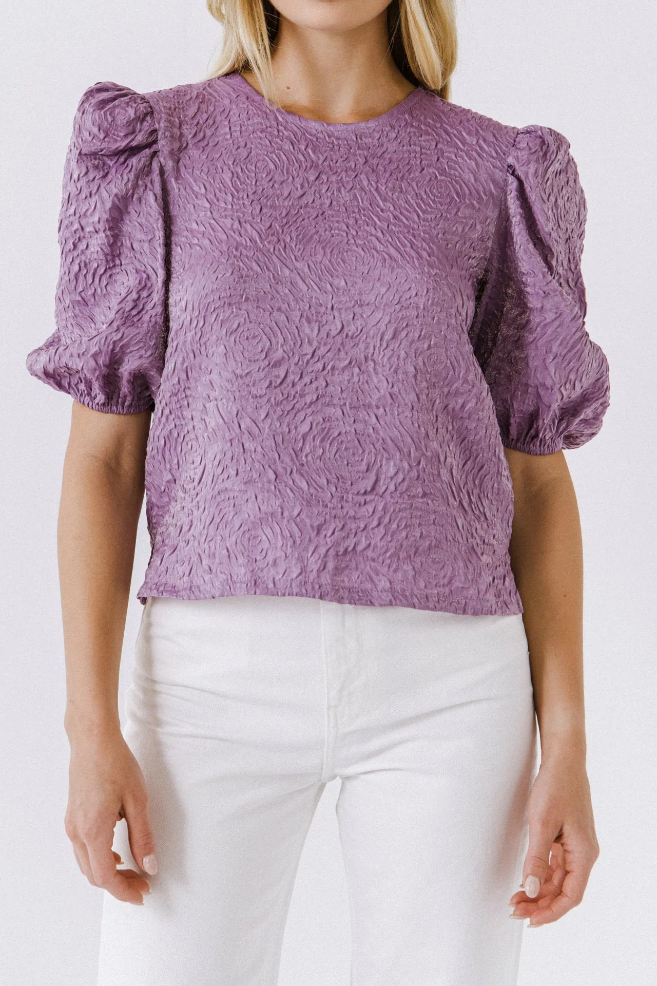 Texture Fabric Puff Sleeve Top sold by Endless Rose product image thumbnail 2