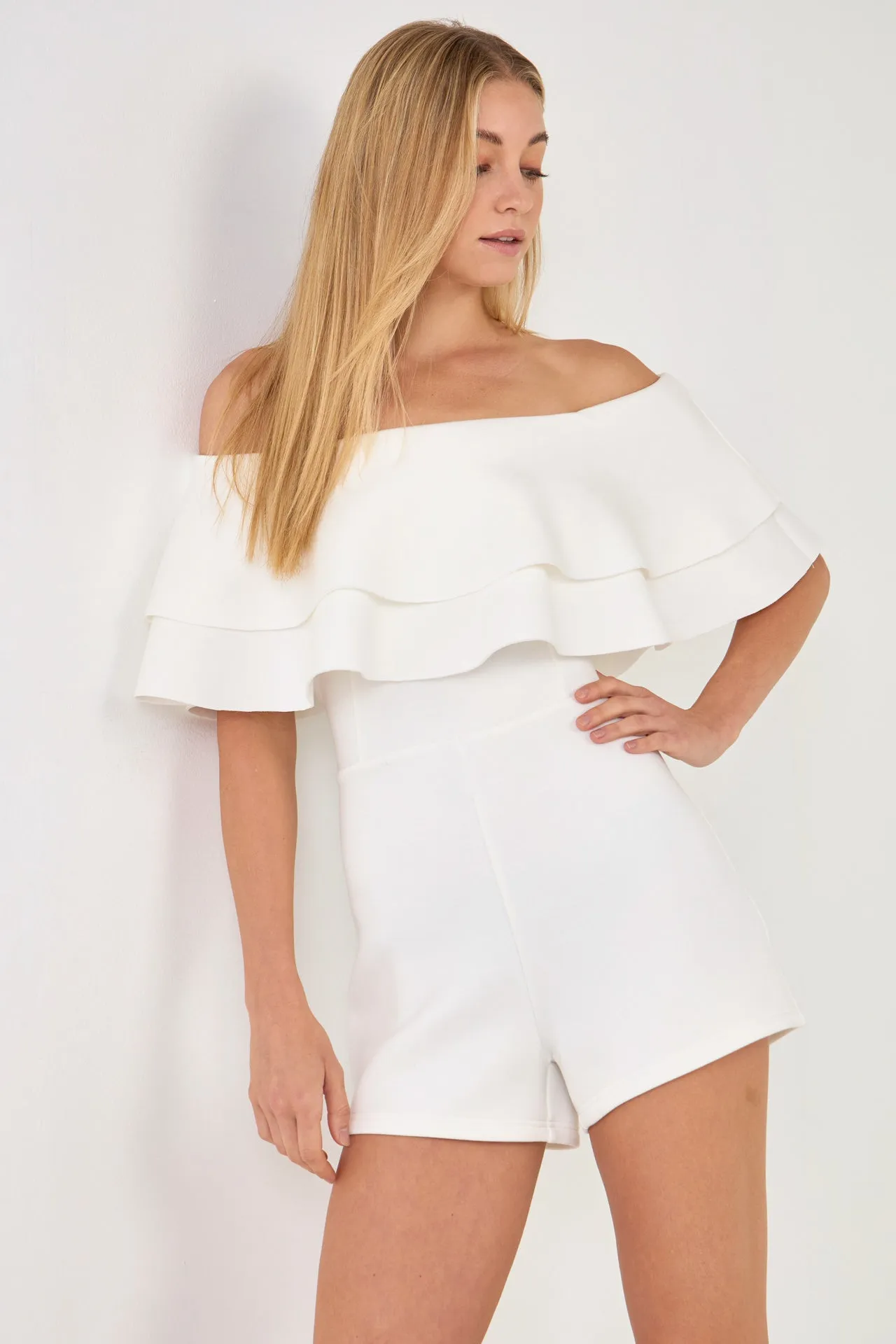Off the Shoulder Ruffled Romper sold by Endless Rose product image thumbnail 5