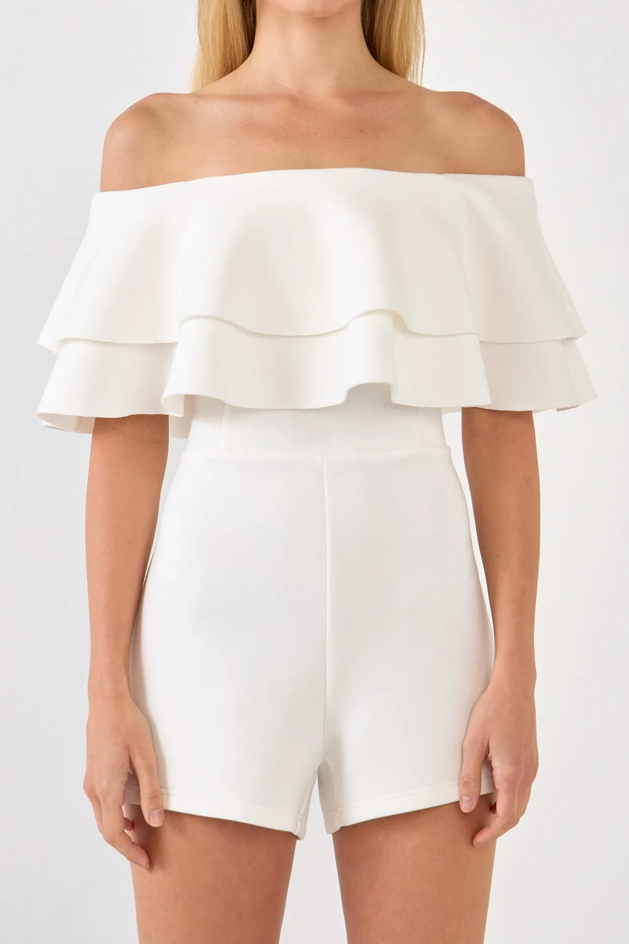 Off the Shoulder Ruffled Romper sold by Endless Rose product image thumbnail 2