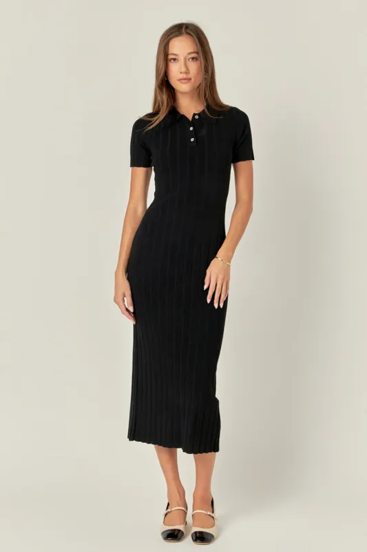 Polo Collared Maxi Knit Dress sold by Endless Rose