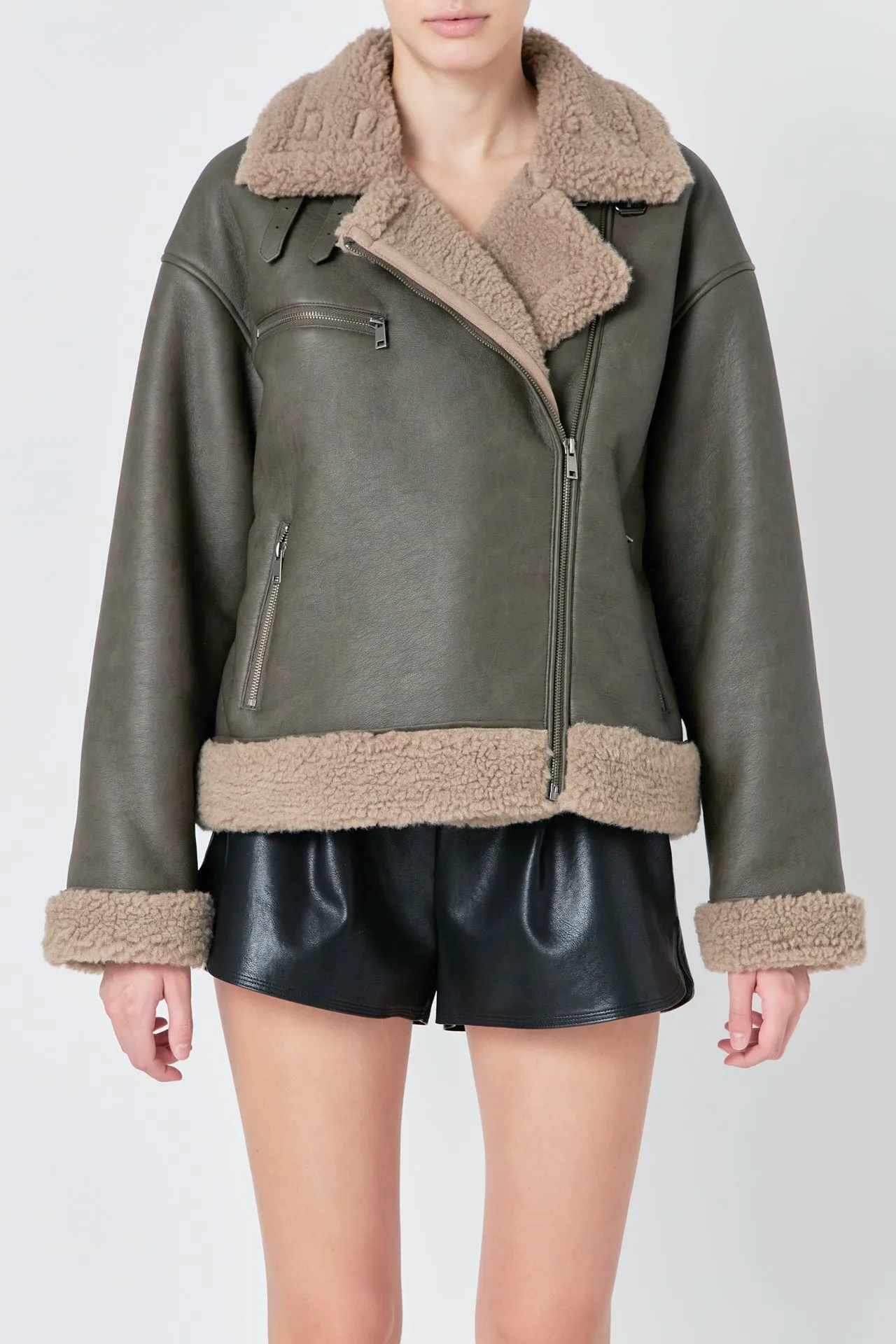 Faux Leather Jacket with Sherpa Lining sold by Endless Rose product image thumbnail 2